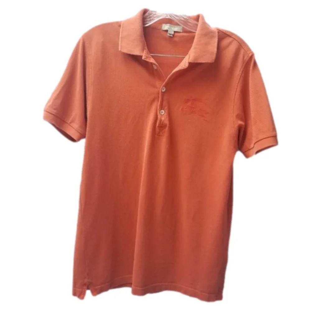 Burberry Slim Fit Orange Polo Shirt Collared Short Sleeve M